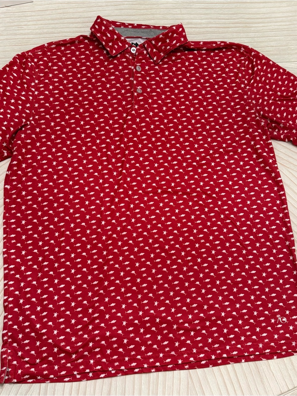 Men's Red Short-Sleeve Printed Polo